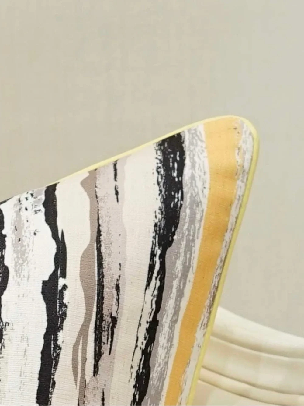 Striped Accent Pillow Cover in Yellow, Black, Gray and Cream